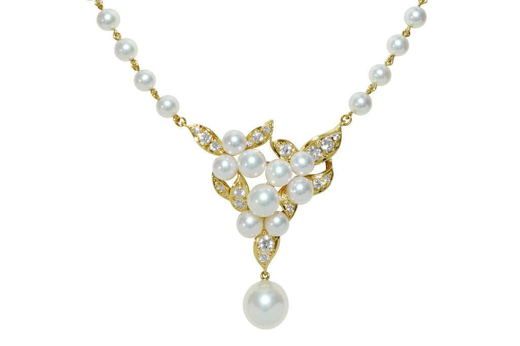 MIKIMOTO アコヤ真珠ダイヤモンドネックレス K18-