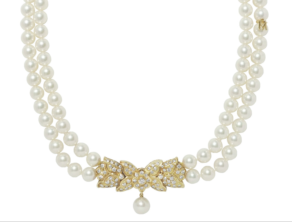 ネックレスミキモト 御木本 MIKIMOTO K18WG アコヤ真珠 ネックレス 