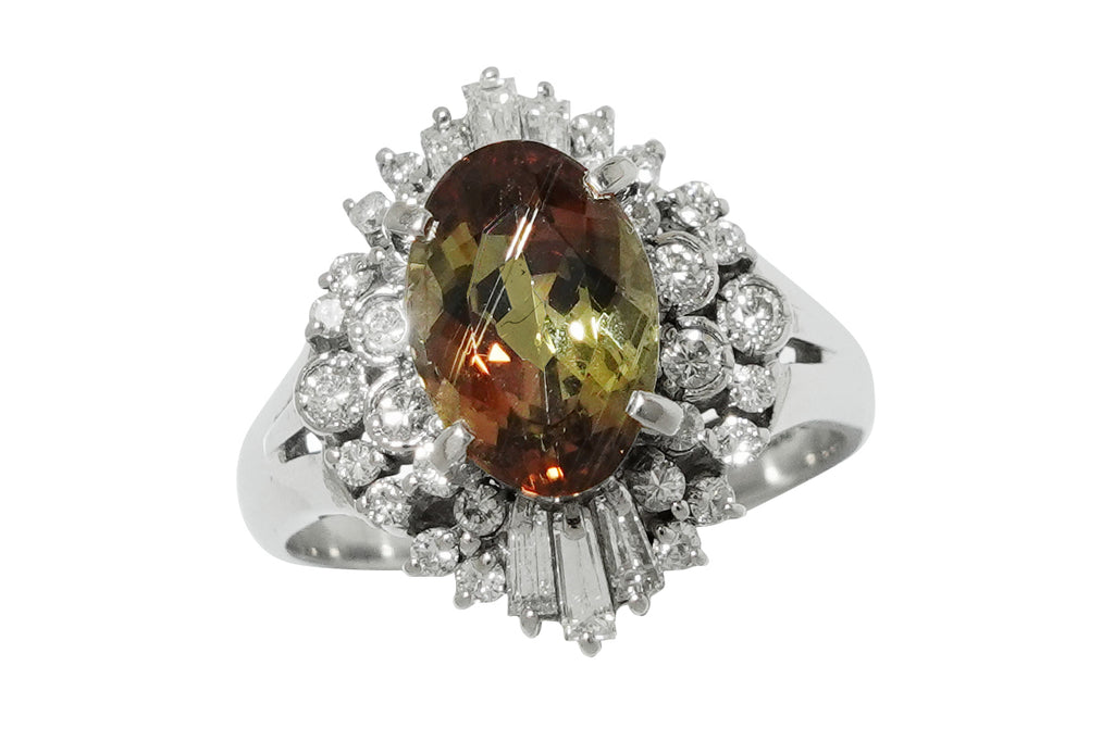 Andalusite Pt900アンダリューサイト ダイヤモンドリング (NO.48546