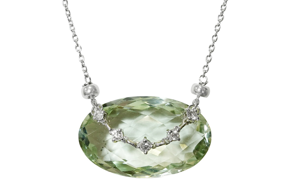 Green Quartz K18WG/Pt900(ダイヤの座部分) グリーンクォーツ 