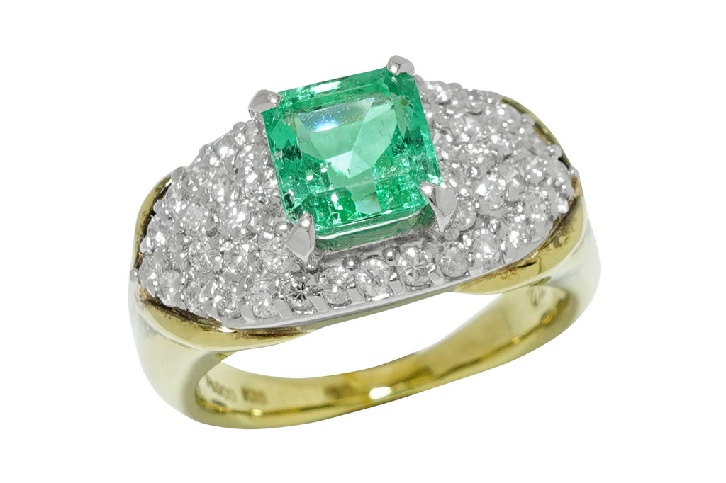 pt900k18 エメラルド ダイヤモンド　リング 宝石 エメラルド ダイヤモンド リング Pt900/K18｜ブランド買取