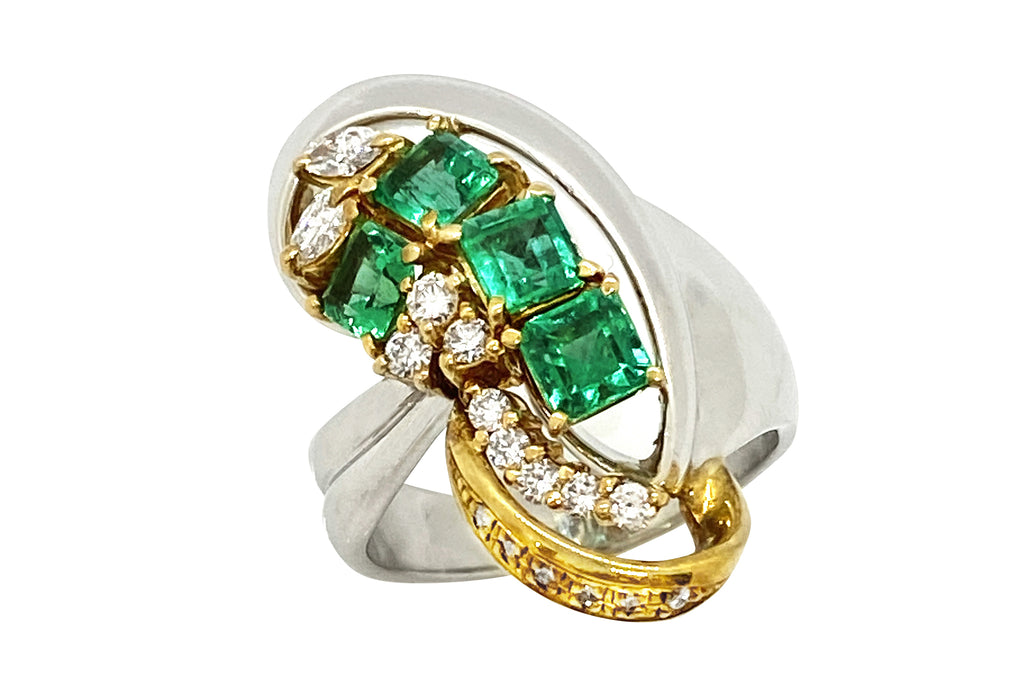 新素材新作 Emerald (NO.48999 ダイヤモンドリング Pt900/K18エメラルド アクセサリー