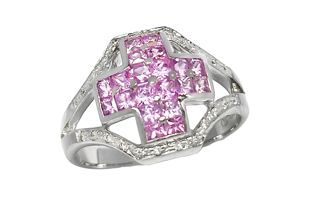 Pink Sapphire K18WGピンクサファイヤ ダイヤモンドリング (NO.49164 