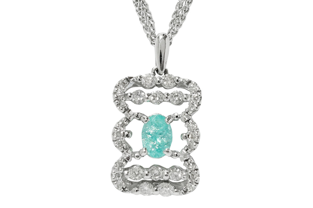 Paraiba Tourmaline K18WGパライバトルマリン ダイヤペンダント (NO 