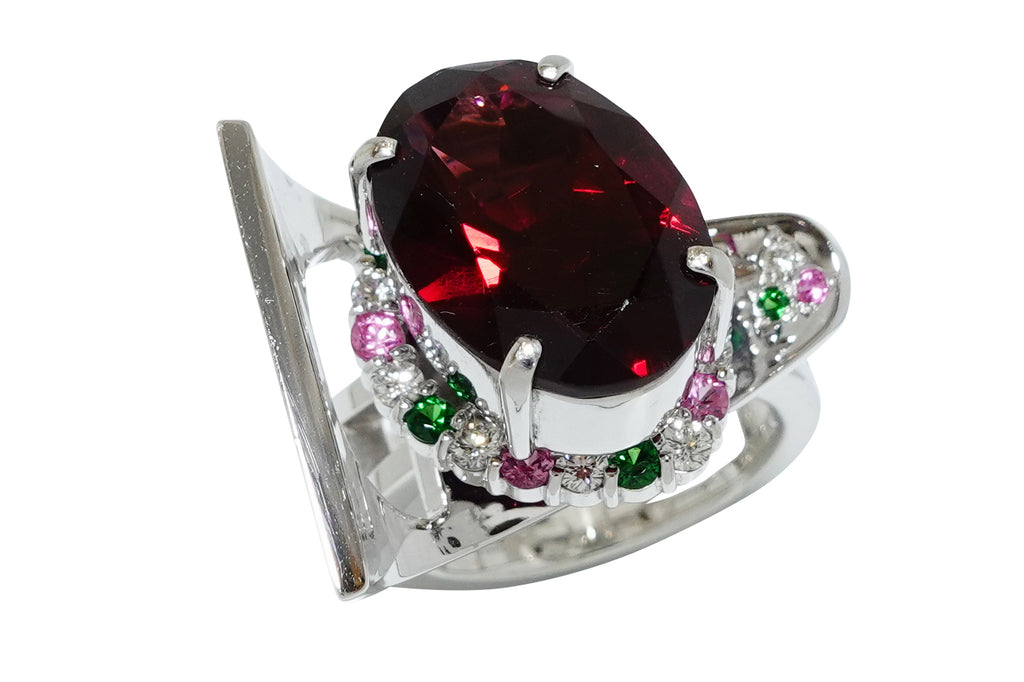 Garnet K18WGガーネット ピンクサファイヤ グリーンガーネット 