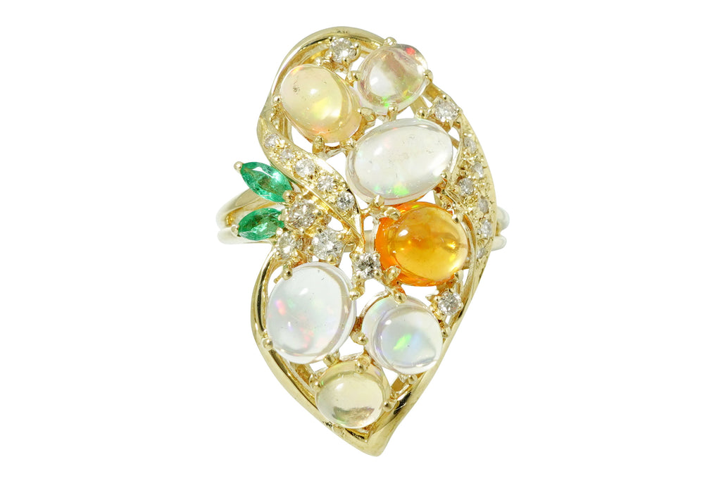 Fire Opal K18ファイア/ウォーターオパール ダイヤモンド エメラルド