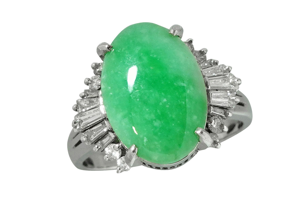 VINTAGE【ヴィンテージ】Jadeite Pt900翡翠 ダイヤモンドリング