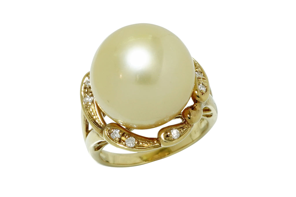 South Sea Pearl K18白蝶パール（ゴールド系） ダイヤモンドリング (NO