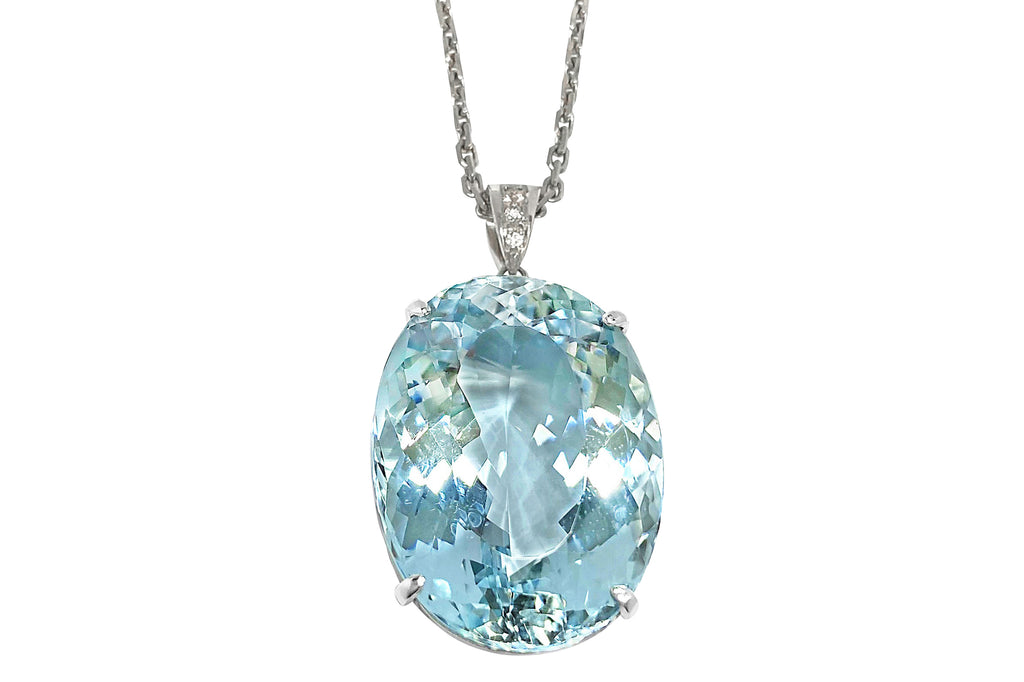 Aquamarine Pt900アクアマリン ダイヤモンドペンダント (NO.49897