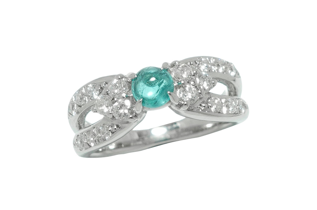 Pt900 パライバトルマリン・ダイヤモンド リング