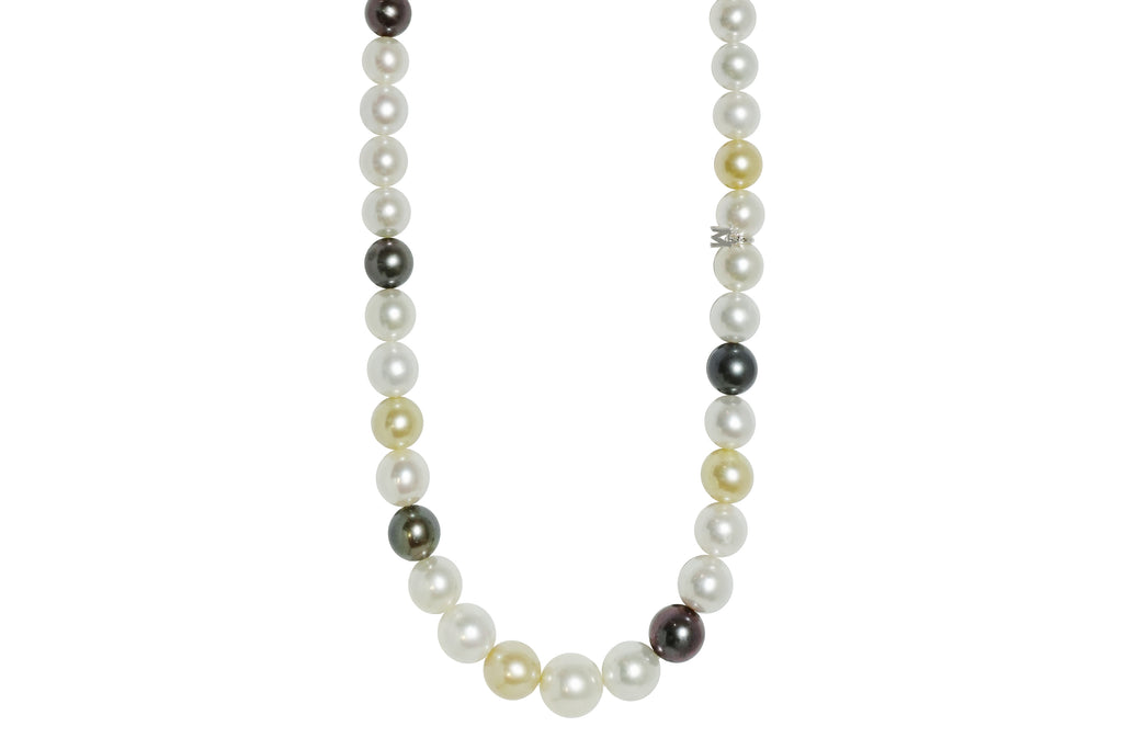 ♡MIKIMOTO♡ 白蝶パールネックレス ダイヤモンド【K18WG】 ミキモト白蝶パールネックレス MIKIMOTO【ミキモト】 K18WG黒/白蝶(白