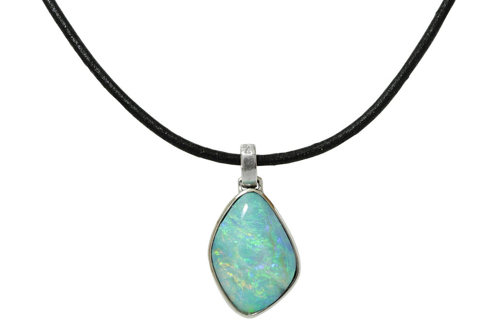 Boulder Opal Pt900ボルダーオパールペントップ(コード製NC付) (NO