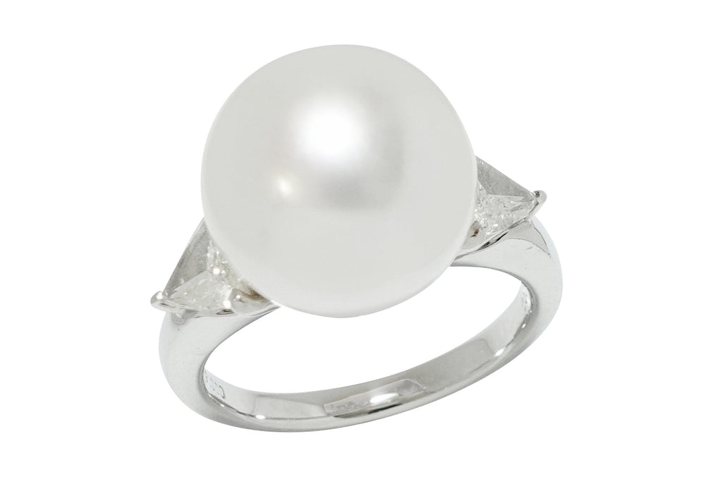 South Sea Pearl Pt900白蝶パール ダイヤモンドリング (NO.50393
