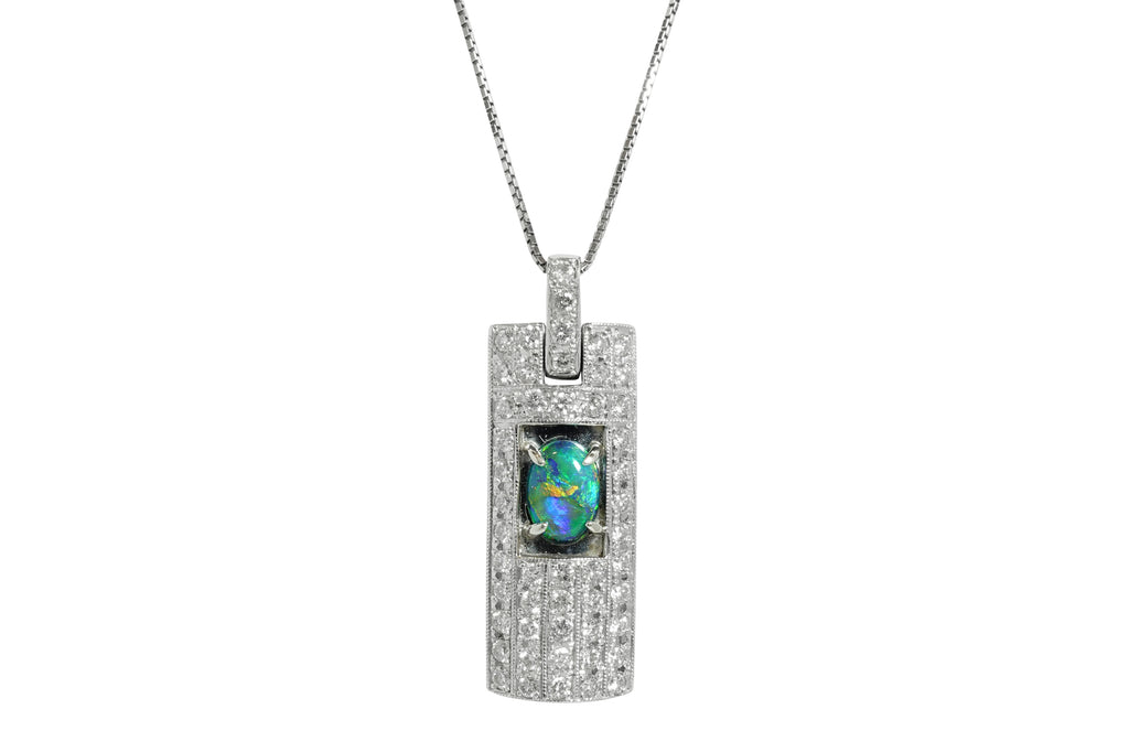 Black Opal Pt900/K18WG(NC)ブラックオパール ダイヤモンドペンダント
