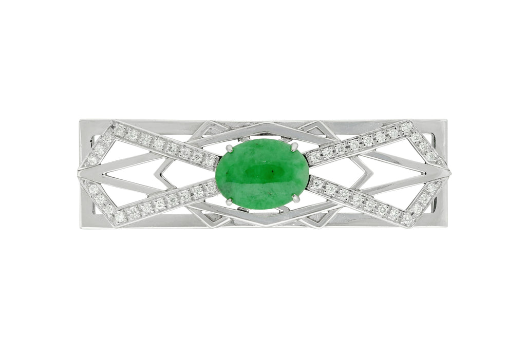 Jadeite Pt900翡翠 ダイヤモンド帯留 (NO.50462) – JEX宝石ギャラリー