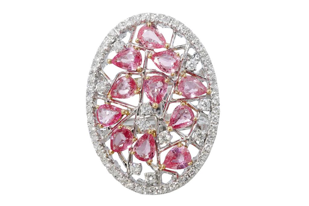 Pink Sapphire K18WG/YGピンクサファイヤ ダイヤモンドリング(NO.50623