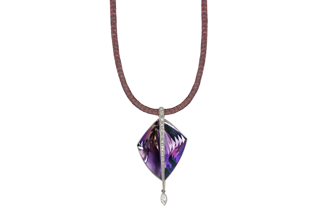 K18WG アメシスト ダイヤモンドペンダントトップ K18WG ブラック