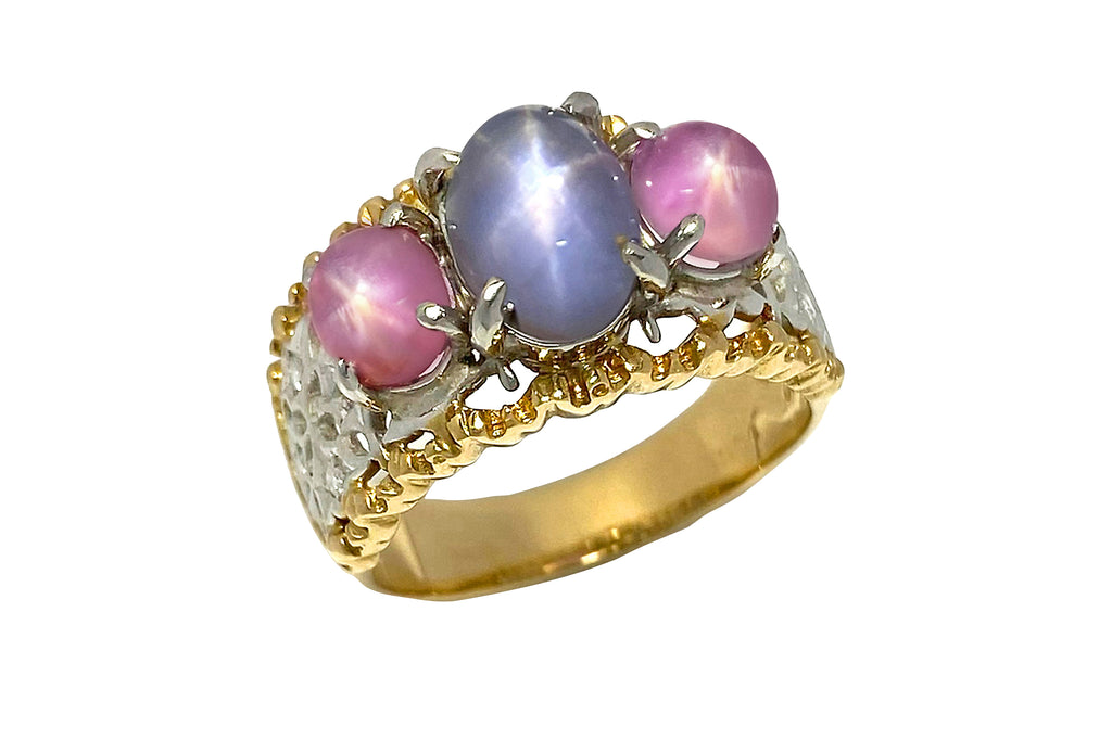 石川暢子】 K18/Pt900スターサファイヤ ダイヤモンドリング (NO.62288