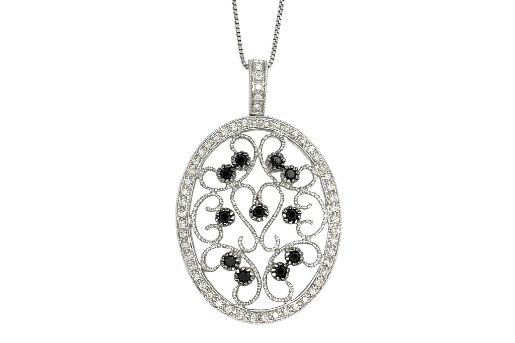 Black Diamond K18WGブラック/カラーレスダイヤモンドペンダント (NO