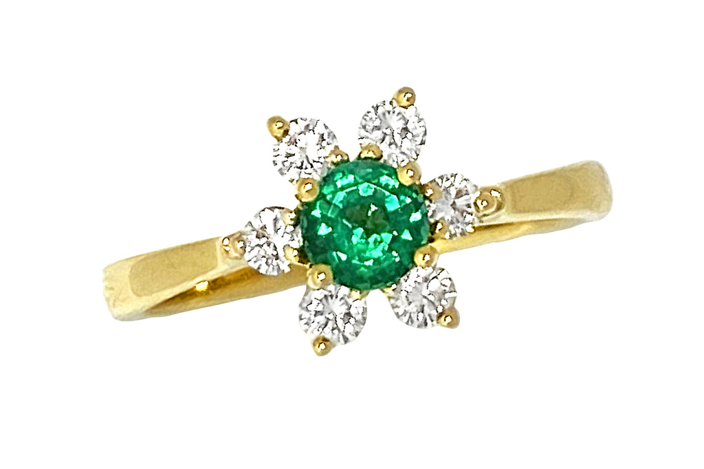 K18 天然エメラルド＆ダイヤモンドリング4.1g(ソーティング付) TIFFANY & CO. 【ティファニー】K18エメラルド ダイヤモンドリング (NO