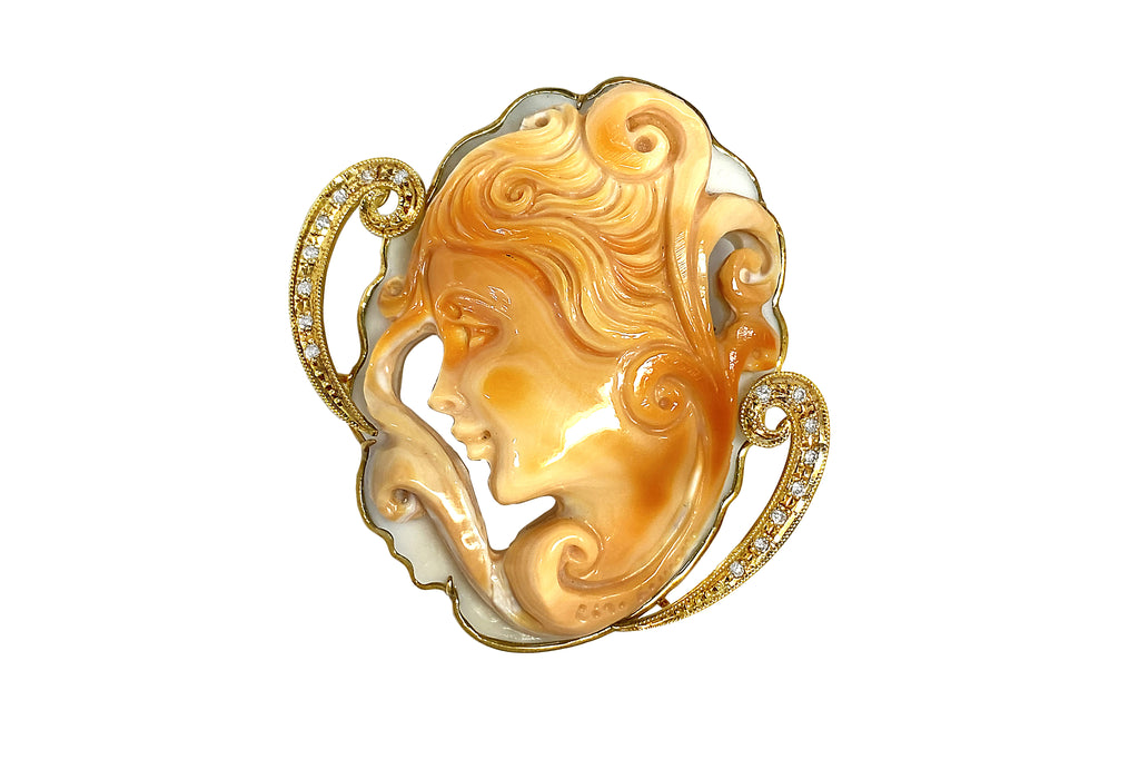 Ciro Accanito【チロ アッカニート】K18シェルカメオ ダイヤモンドペン