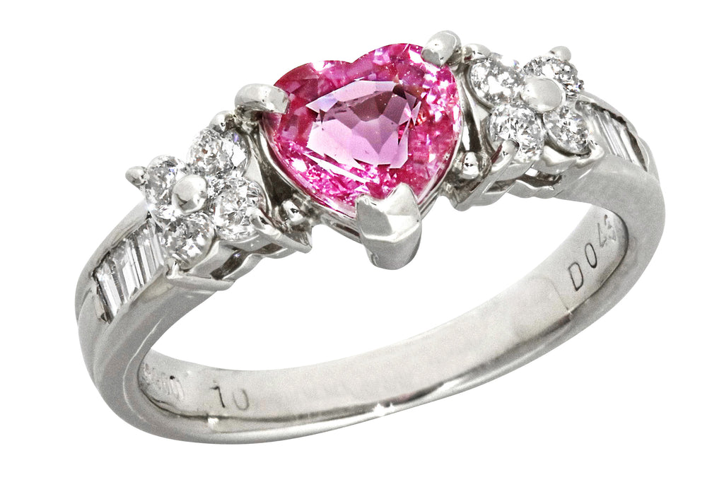 Pink Sapphire Pt900ピンクサファイヤ ダイヤモンドリング (NO.126854 