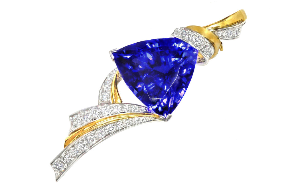 誠実 Tanzanite Pt900/K18タンザナイト ダイヤモンドペントップ兼 タンザナイト