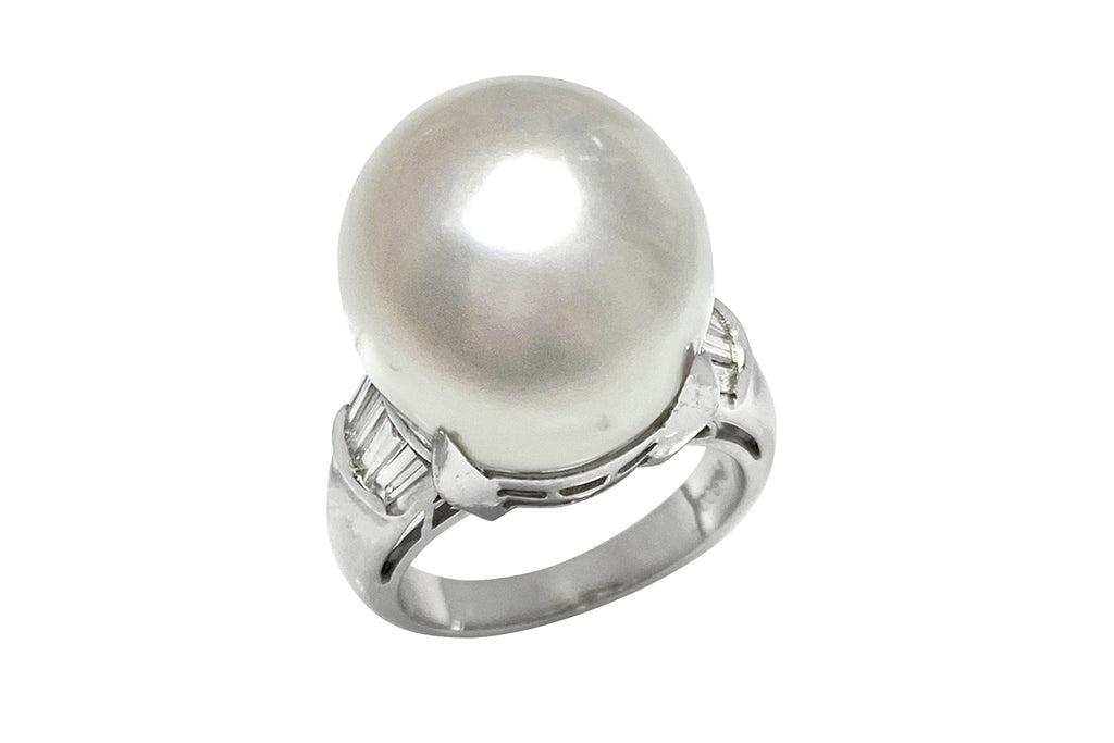 South Sea Pearl Pt900白蝶パール ダイヤモンドリング (NO.128415