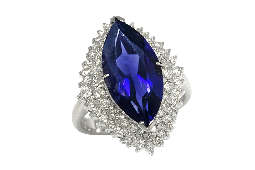 Iolite】Pt900アイオライト ダイヤモンドリング (NO.128597 Iolite】Pt900アイオライト ダイヤモンドリング (NO.128597