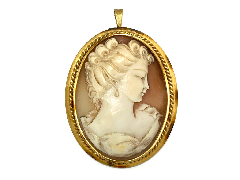 Shell Cameo K18シェルカメオペントップ兼ブローチ(No.128795) – JEX