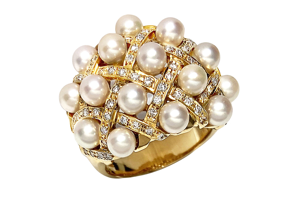 Akoya Pearl K18アコヤパール ダイヤモンドリング (NO.128886) – JEX 
