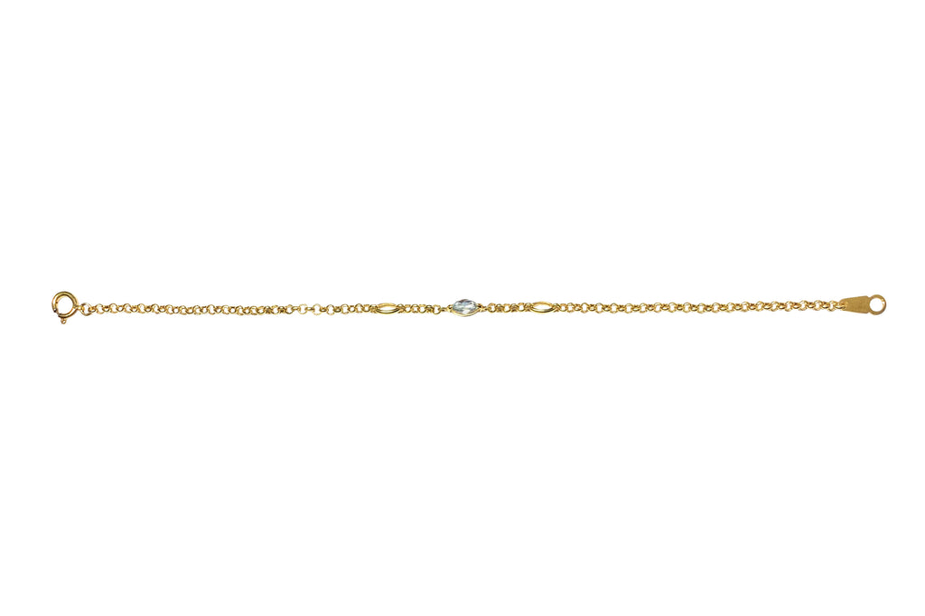 ELLE K18WG ダブルチェーン ブレスレット アクアマリン Aquamarine K18アクアマリンブレスレット (NO.129301) – JEX宝石