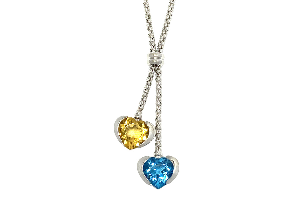 シルバー925◆ペンダントトップ/ブルー系ストーン Blue Topaz K18WGブルートパーズ シトリンペンダント(NO.129366) – JEX