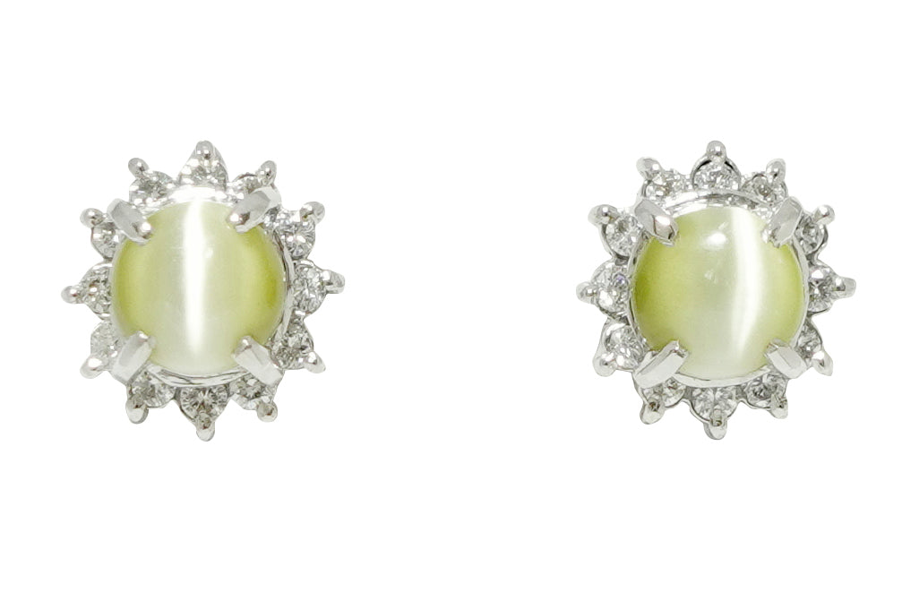 Chrysoberyl Cat's Eye Pt900クリソベリルキャッツアイ ダイヤモンドピアス (NO.304651) –  JEX宝石ギャラリーオンラインショップ