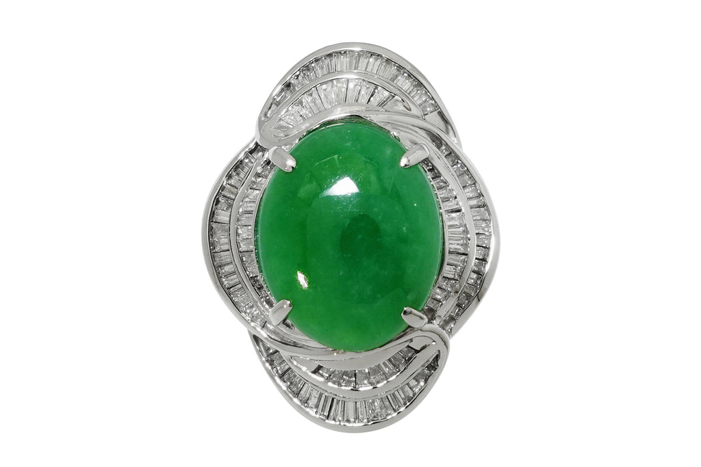 Pt900翡翠ダイヤモンドリング Jadeite Pt900翡翠 ダイヤモンド