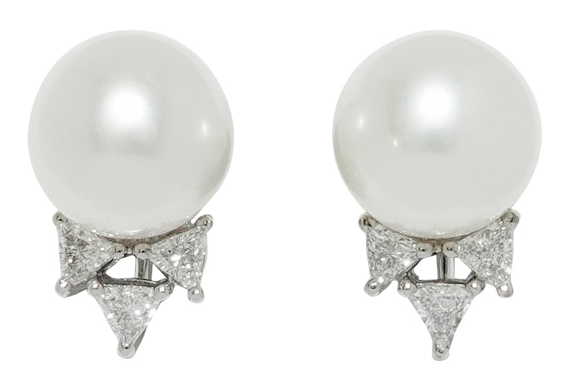 MIKIMOTO【ミキモト】K18WGパール ダイヤモンドピアス (NO.305264-B