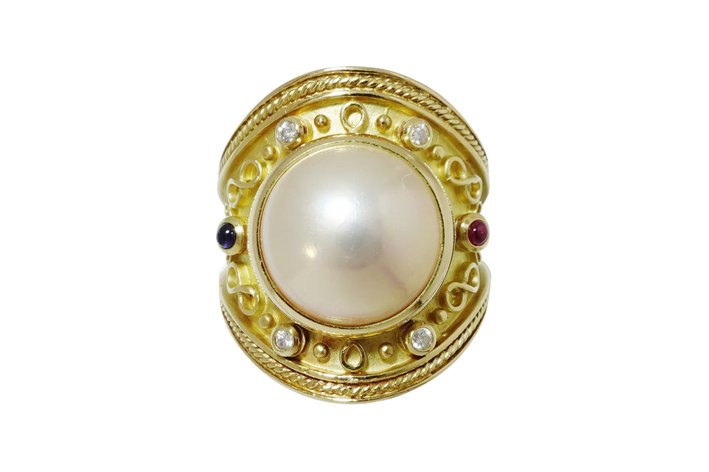 12.5 ファッション K18マベパールダイヤモンドリング