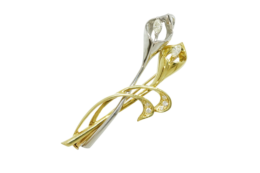 Diamond K18/Pt900ダイヤモンドペントップ兼ブローチ (NO.305547