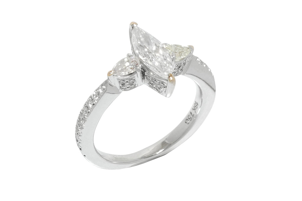 K18WGダイヤモンドリング♡ Diamond K18WG/YGカラーレス/ピンク/イエローダイヤモンドリング (NO