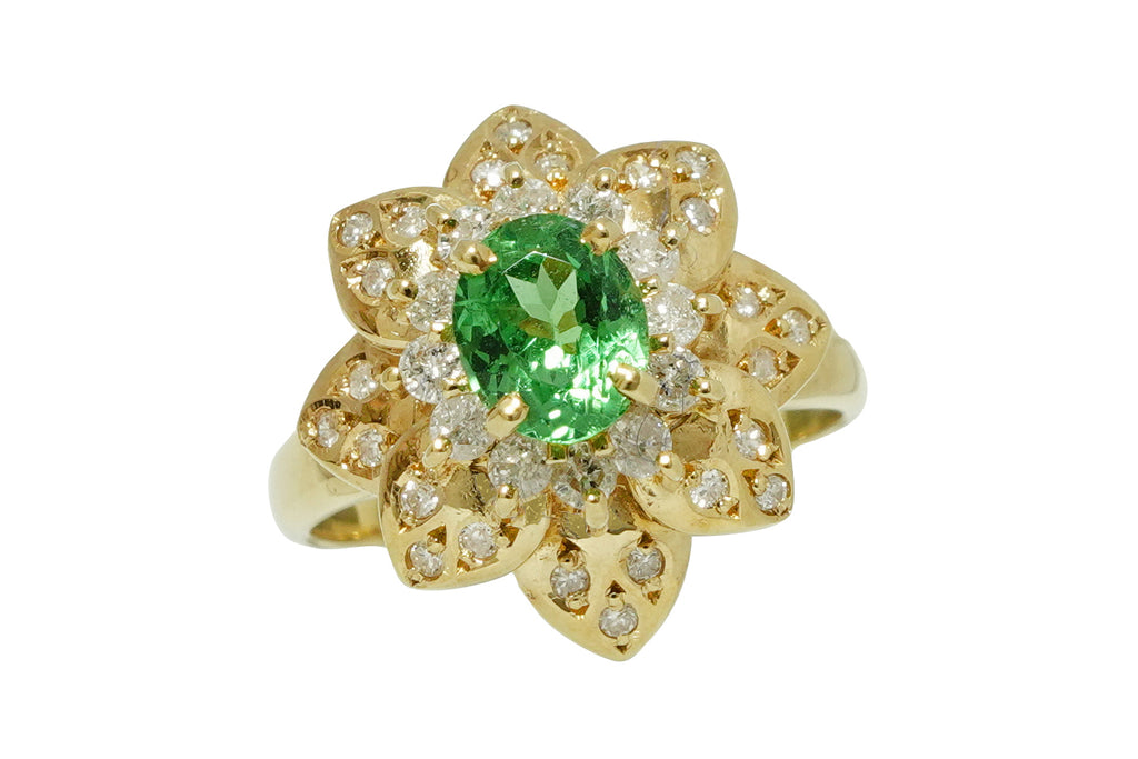 Green Garnet K18グリーンガーネット ダイヤモンドリング (NO.306114