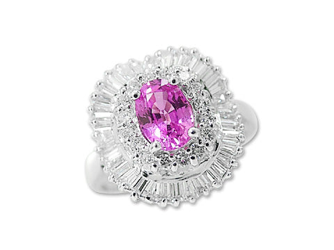 Pink Sapphire K14WGピンクサファイヤ・ダイヤモンドリング (No.003273