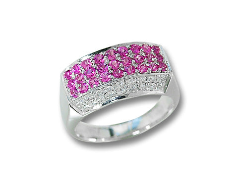 Pink Sapphire Pt900 ピンクサファイヤ ダイヤリング (No.33593
