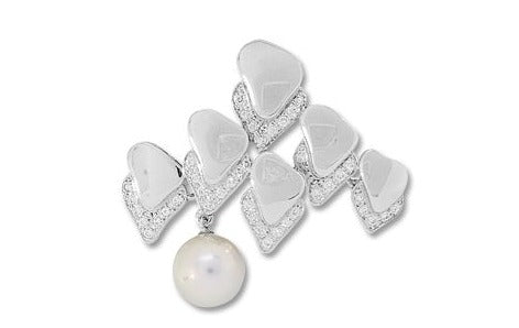 MIKIMOTO【ミキモト】 K14WGアコヤパール ダイヤブローチ(No.43494