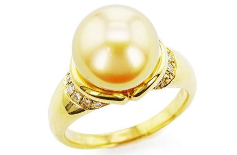 Golden Pearl K18南洋ゴールデンパール ダイヤモンドリング(No.121366)