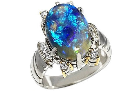 Pt900 ブラックオパール ダイアモンドリング 2.55ct D0.853ct | www