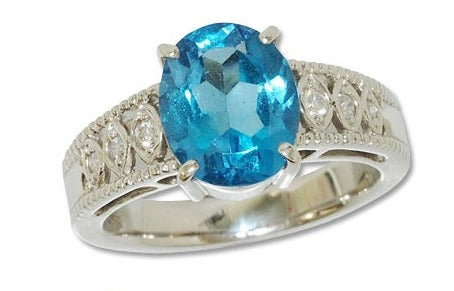 Blue Topaz Pt900ブルートパーズ ダイヤリング (No.302261) – JEX宝石