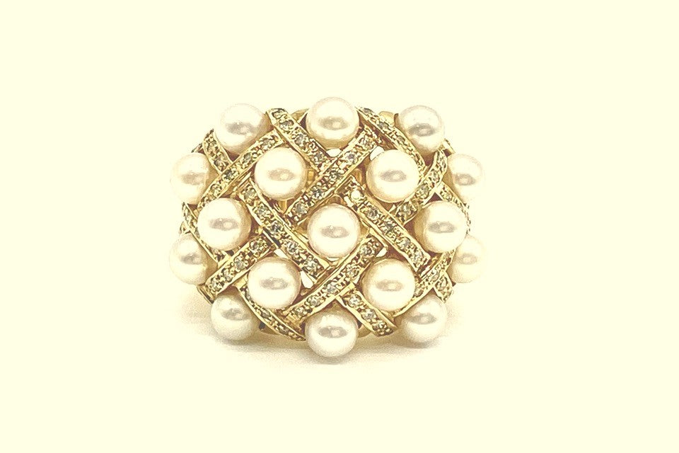 Akoya Pearl K18アコヤパール ダイヤモンドリング (NO.128886) – JEX 