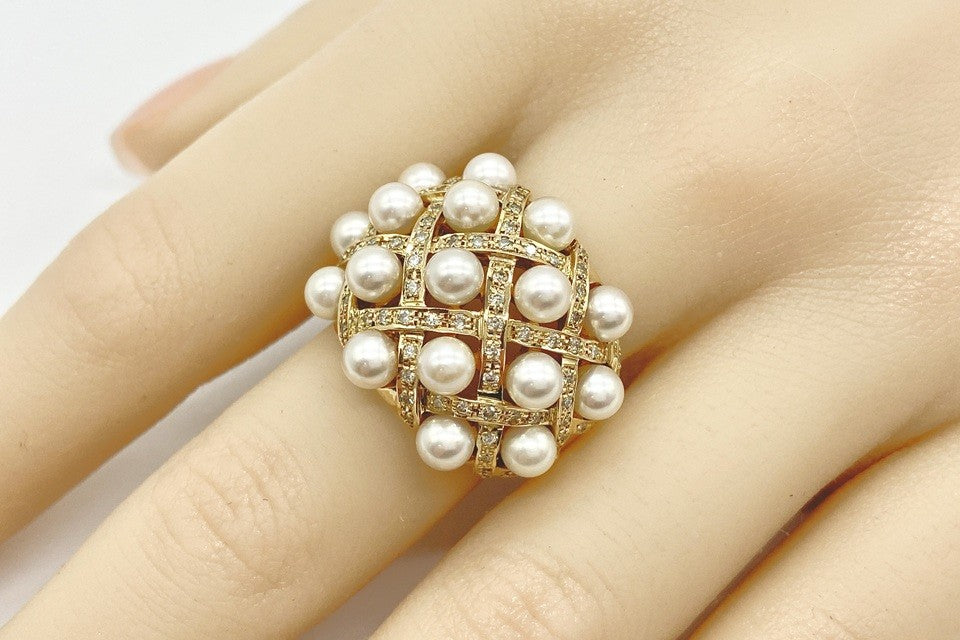 Akoya Pearl K18アコヤパール ダイヤモンドリング (NO.128886) – JEX 