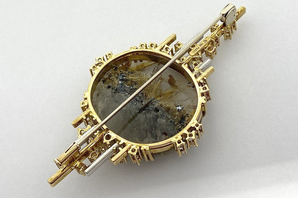 ERWIN KLEIN【エルヴィン クライン】K18/Pt950ルチレーテッドクォーツ ダイヤモンドブローチ (NO.62294)