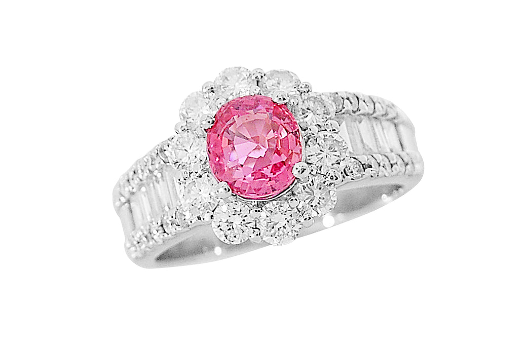 Pink Sapphire Pt900ピンクサファイヤ ダイヤモンドリング (NO.9780 